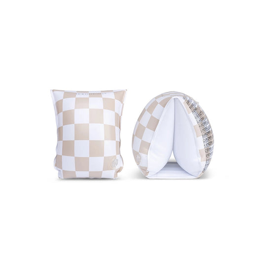 Armpuffar beige schackmatt