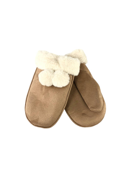 Barnvantar med pompon och fuskpäls F50208: KAMEL