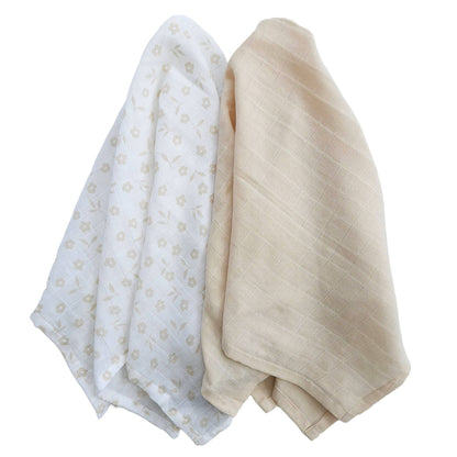 Ekologiska muslinfiltar 2-pack petal/sandshell