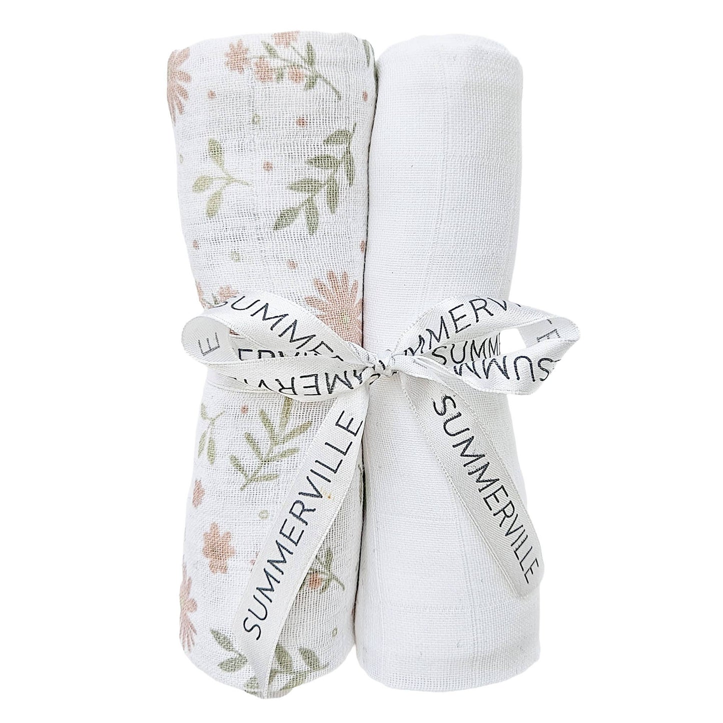 Ekologiska Baby Muslinfiltar 2-pack Blossom & White