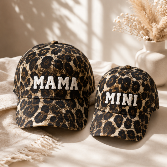 Mama & Mini keps med leopardmönster